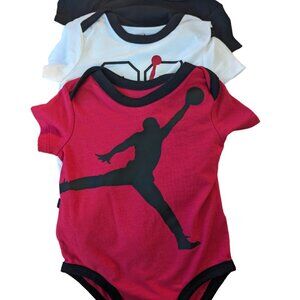 NIKE JORDAN 3-Pack Jumpman Bodysuits Short/Sleeve ~ Boys 6M Red, Black, White